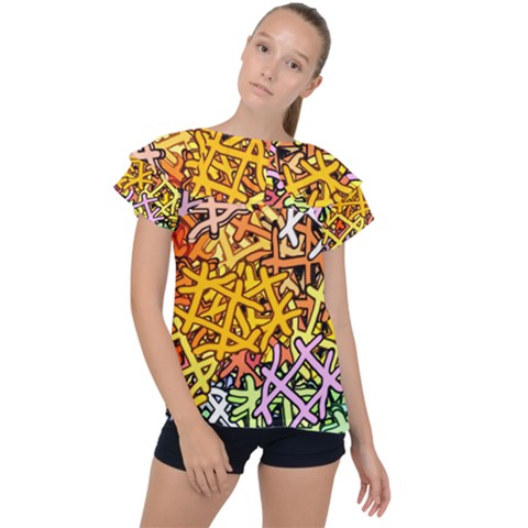 Color Colors Network Networks Ruffle Collar Chiffon Blouse by Pakrebo