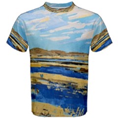 The Landscape Water Blue Painting Men s Cotton Tee by Pakrebo