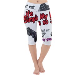 My Life Is Simple Lightweight Velour Cropped Yoga Leggings by Ergi2000