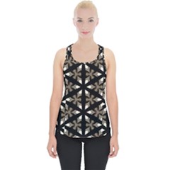 Black, Brown And Cream Geo Piece Up Tank Top by bykenique