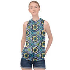 Quirky Kaleidoscope High Neck Satin Top by bykenique