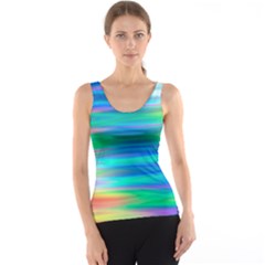 Wave Rainbow Bright Texture Tank Top by Pakrebo
