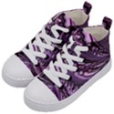Purple Fractal Flowing Fantasy Kids  Mid-Top Canvas Sneakers View2