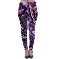 Purple Fractal Flowing Fantasy Lightweight Velour Leggings by Pakrebo