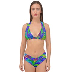 Fractal Neon Art Artwork Fantasy Double Strap Halter Bikini Set by Pakrebo