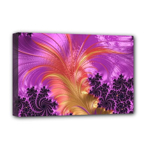 Fractal Puffy Feather Art Artwork Deluxe Canvas 18  X 12  (stretched) by Pakrebo