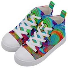 Fractal Art Psychedelic Fantasy Kids  Mid-top Canvas Sneakers by Pakrebo