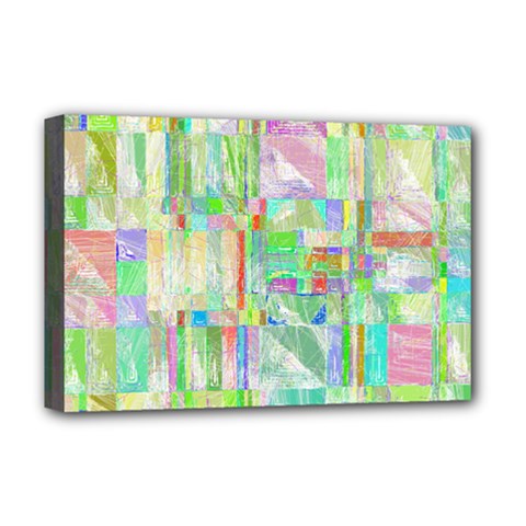 Pastel Quilt Background Texture Deluxe Canvas 18  X 12  (stretched) by Pakrebo