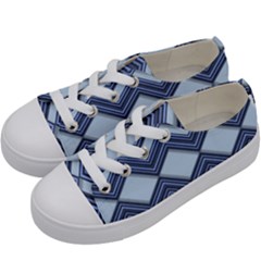 Textile Texture Fabric Zigzag Blue Kids  Low Top Canvas Sneakers by Pakrebo