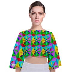 Star Texture Template Design Tie Back Butterfly Sleeve Chiffon Top by Pakrebo