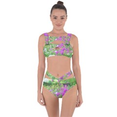 Annabella Hydrangeas And Purple Garden Landscape Bandaged Up Bikini Set  by myrubiogarden