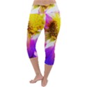 Purple, Pink And White Dahlia With A Bright Yellow Center Lightweight Velour Capri Yoga Leggings View4