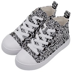 Flames Fire Pattern Digital Art Kids  Mid-top Canvas Sneakers by Pakrebo