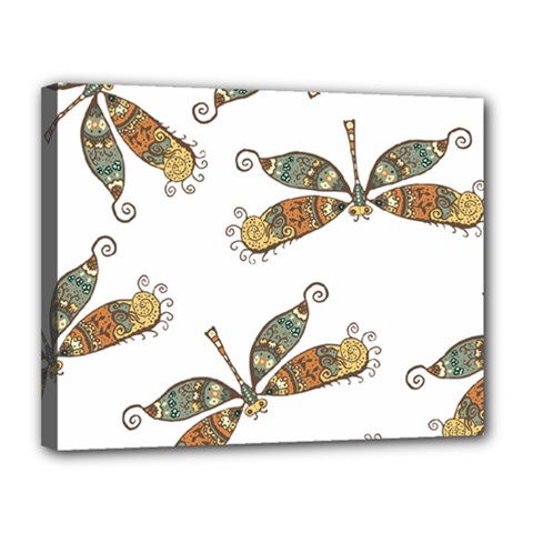 Pattern Dragonfly Background Canvas 14  X 11  (stretched) by Pakrebo