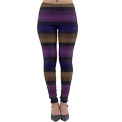 Stripes Pink Yellow Purple Grey Lightweight Velour Leggings by BrightVibesDesign