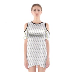 No Step On Snek Pattern Yellow On White Background Gadsden Flag Meme Parody Shoulder Cutout One Piece Dress by snek