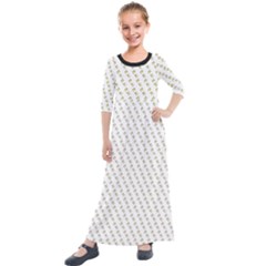 No Step On Snek Pattern White Background Meme Kids  Quarter Sleeve Maxi Dress by snek