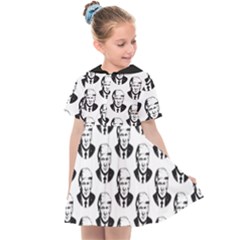 Trump Retro Face Pattern Maga Black And White Us Patriot Kids  Sailor Dress by snek