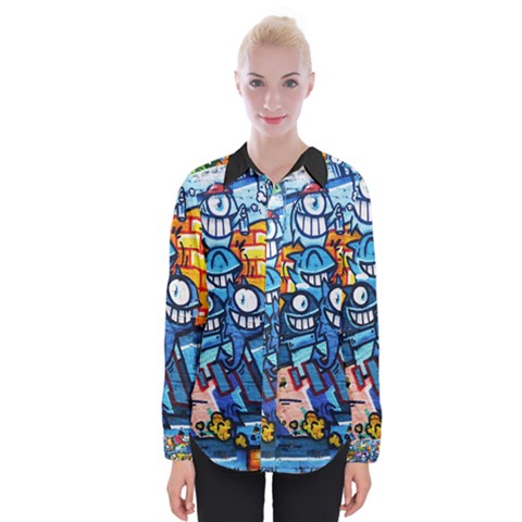 Graffiti Urban Colorful Graffiti Cartoon Fish Womens Long Sleeve Shirt by genx