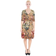 Flower Cubism Mosaic Vintage Wrap Up Cocktail Dress by Pakrebo
