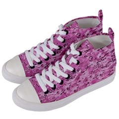 Pink Camouflage Army Military Girl Women s Mid-top Canvas Sneakers by snek