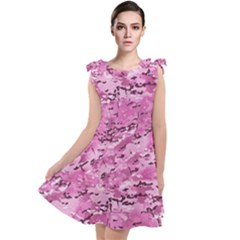 Pink Camouflage Army Military Girl Tie Up Tunic Dress by snek
