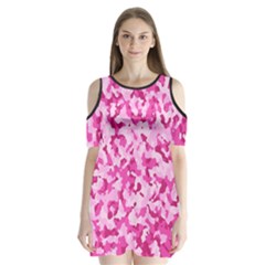 Standard Pink Camouflage Army Military Girl Funny Pattern Shoulder Cutout Velvet One Piece by snek