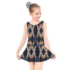 Kaleidoscope Symmetry Pattern Girls Kids  Skater Dress Swimsuit by Pakrebo