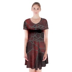 Mosaic Glass Glass Mosaic Colorful Short Sleeve V-neck Flare Dress by Pakrebo