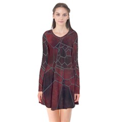 Mosaic Glass Glass Mosaic Colorful Long Sleeve V-neck Flare Dress by Pakrebo