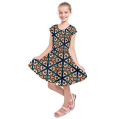 Church Window Stained Glass Texture Kids  Short Sleeve Dress by Pakrebo
