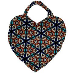Church Window Stained Glass Texture Giant Heart Shaped Tote by Pakrebo