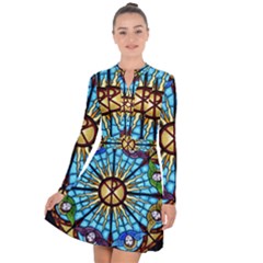 Church Window Stained Glass Church Long Sleeve Panel Dress by Pakrebo