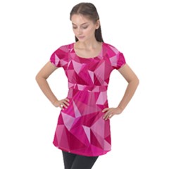 Pattern Halftone Geometric Puff Sleeve Tunic Top by Pakrebo