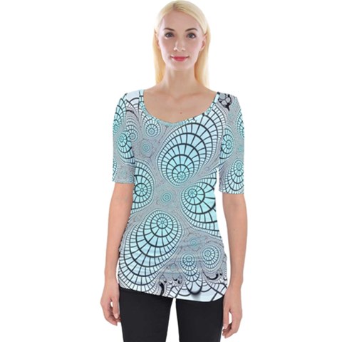 Digital Art Fractal Abstract Wide Neckline Tee by Pakrebo