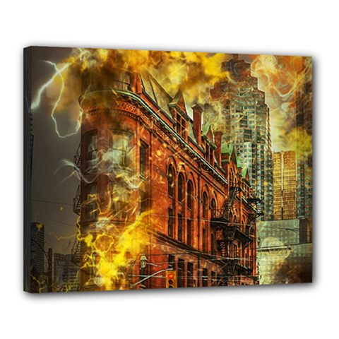 Flat Iron Building Architecture Canvas 20  X 16  (stretched) by Pakrebo