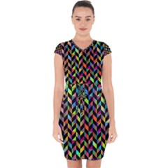 Abstract Geometric Capsleeve Drawstring Dress  by Mariart