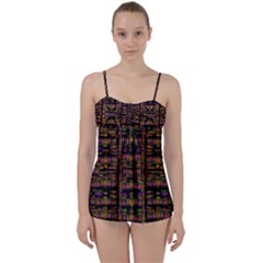 Surrounded By  Ornate  Loved Candle Lights In Starshine Babydoll Tankini Set by pepitasart