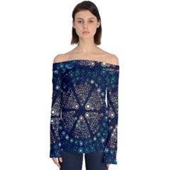 Design Background Modern Off Shoulder Long Sleeve Top by Mariart