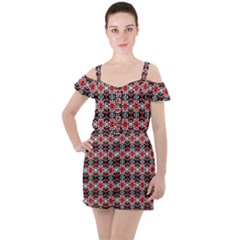Ml 3-4 Ruffle Cut Out Chiffon Playsuit by ArtworkByPatrick