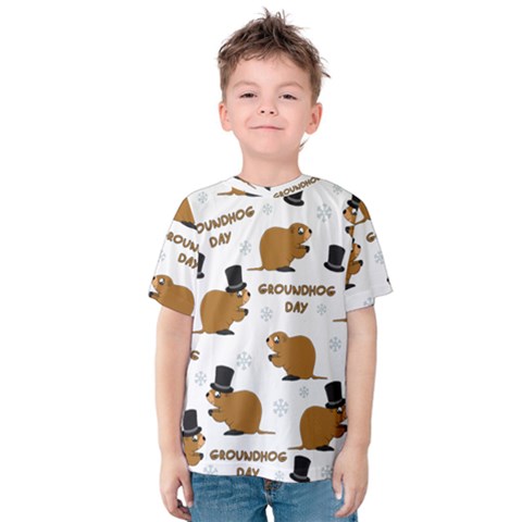 Groundhog Day Pattern Kids  Cotton Tee by Valentinaart