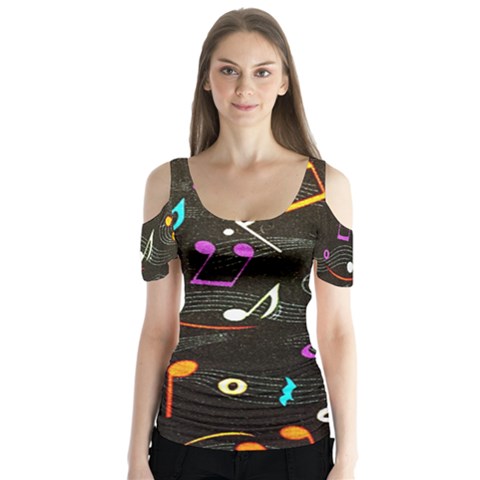Fabric Cloth Textile Clothing Butterfly Sleeve Cutout Tee  by Pakrebo