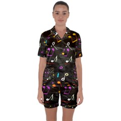Fabric Cloth Textile Clothing Satin Short Sleeve Pyjamas Set by Pakrebo