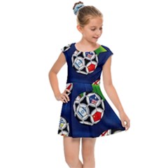 Textile Football Soccer Fabric Kids  Cap Sleeve Dress by Pakrebo