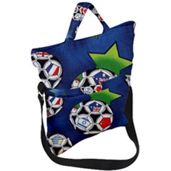 Textile Football Soccer Fabric Fold Over Handle Tote Bag by Pakrebo