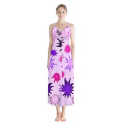Inks Drops Black Paint Design Button Up Chiffon Maxi Dress by Pakrebo