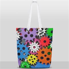 The Gears Are Turning Full Print Rope Handle Tote (small) by WensdaiAmbrose