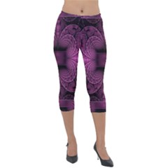 Fractal Magenta Pattern Geometry Lightweight Velour Capri Leggings  by Pakrebo