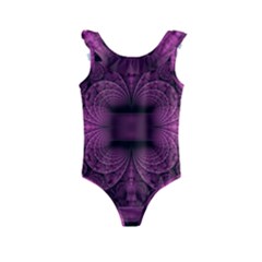 Fractal Magenta Pattern Geometry Kids  Frill Swimsuit by Pakrebo