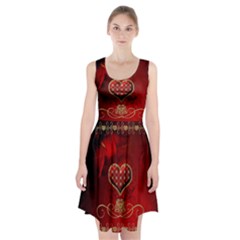 Wonderful Heart With Roses Racerback Midi Dress by FantasyWorld7
